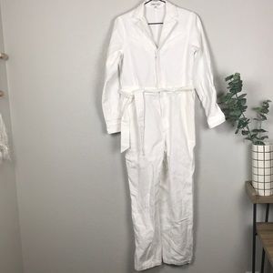 Express x Karla white utility jumpsuit